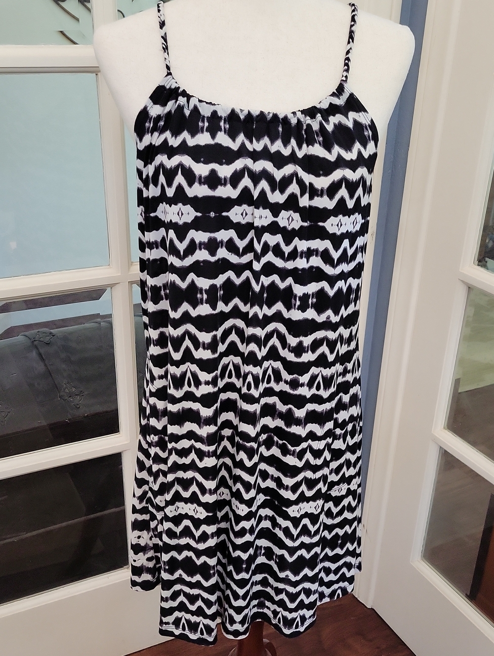 NWT -- PORTOCRUZ Black & White Tie-Dye Midi Dress or Coverup | Size: M